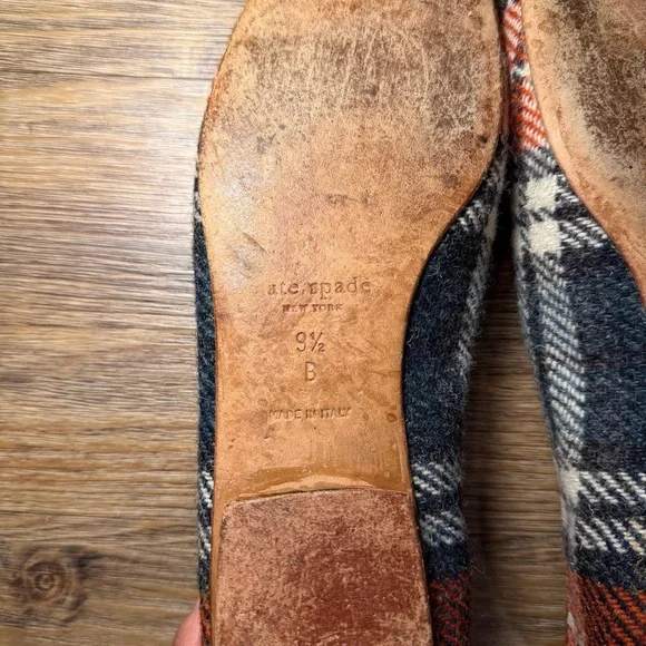 Kate Spade Plaid Mary Jane Flats Leather Trim 9.5 - Picture 9 of 12